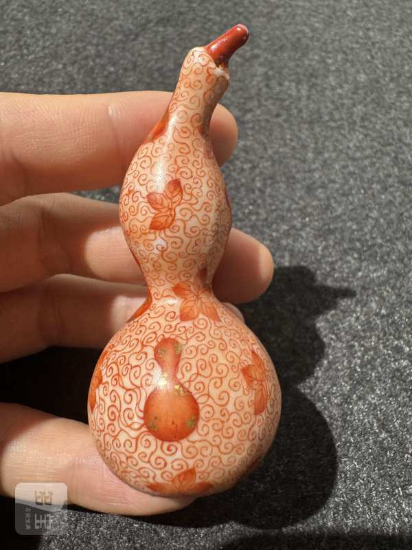 清晚期 青花矾红福禄万代纹葫芦一对 - 图7